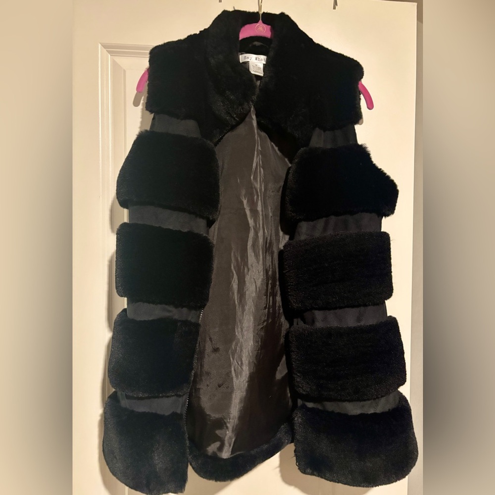 Say What? Black Faux Fur Vest